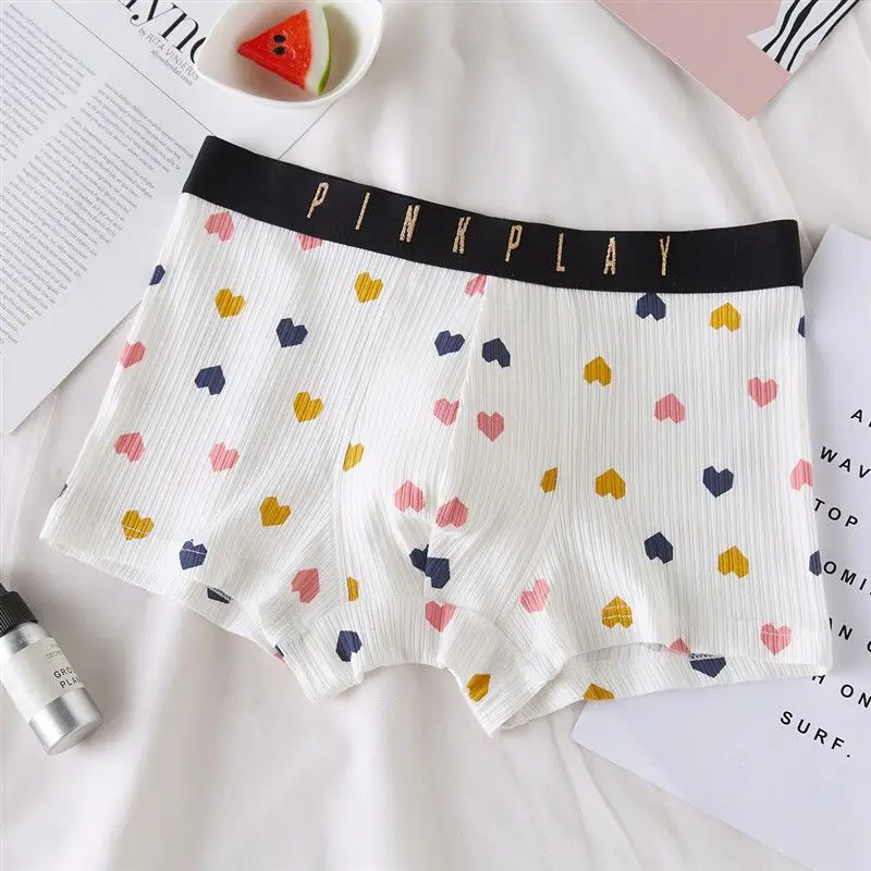 الوردي خطوط الحفلات القلب الحلو الدانتيل تنحنح رجل ملخصات BF هدية LGBTQ مجموعة حفلة خاصة عرض حي الملاكم ملابس داخلية قصيرة Harajuku