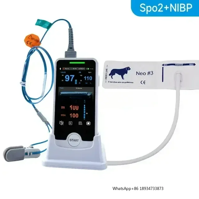 Handheld Touch Screen Veterinary Monitor Multi-parameter Cat Dog Animal Vet Pulse Oximeter Vital Signs Monitor