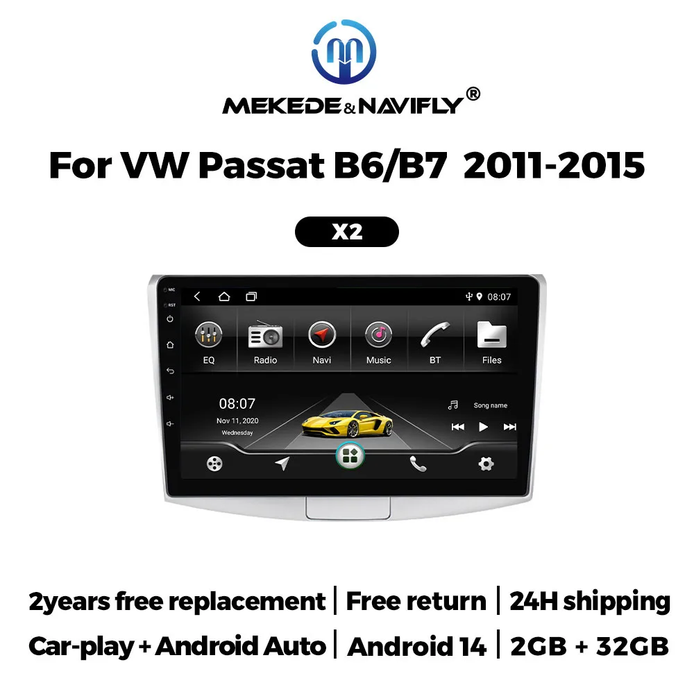 

NaviFly 10'' 2 Din Head Unit Android Auto Car Radio Stereo Multimedia Player For Volkswagen VW Passat B6 B7 CC Magotan 2010-2015