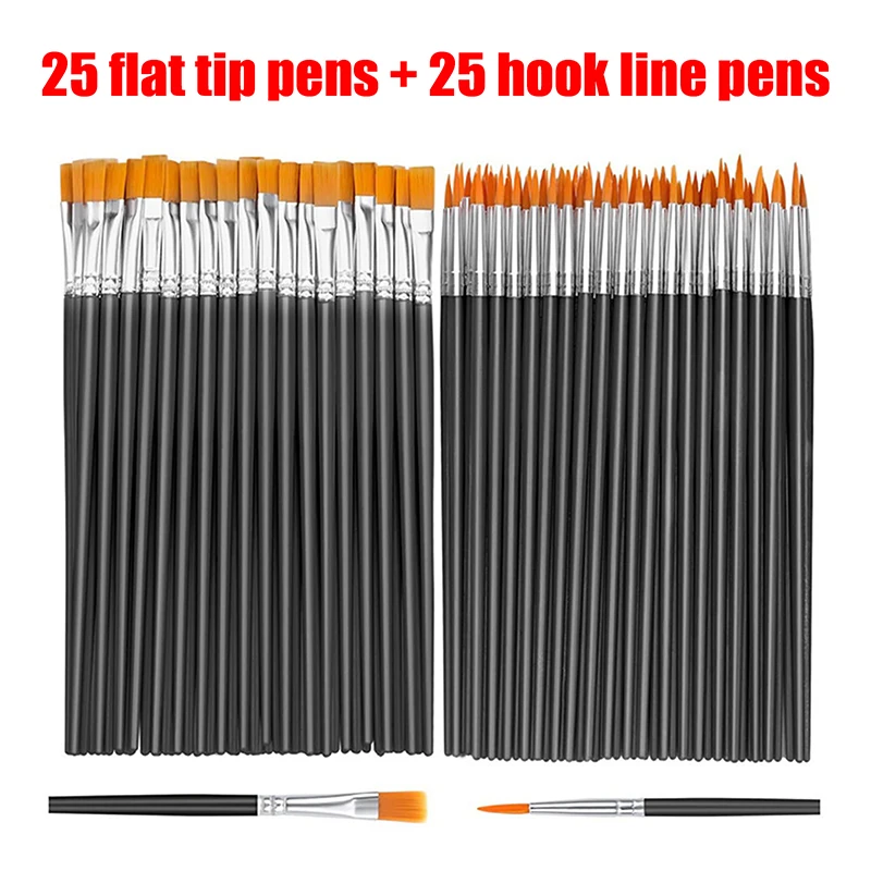 

50pcs Nylon Bristle Multifunctional Painting Brushes Hook Line Tools For Artistic Creation Craft Painting