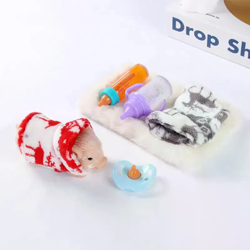 

Набор из 1 шт. силиконовой игрушки-поросенка: мягкая, милая, реалистичная миниатюрная фигурка животного с аксессуарами, реалистичная кукла-поросенок для новорожденных, подарок