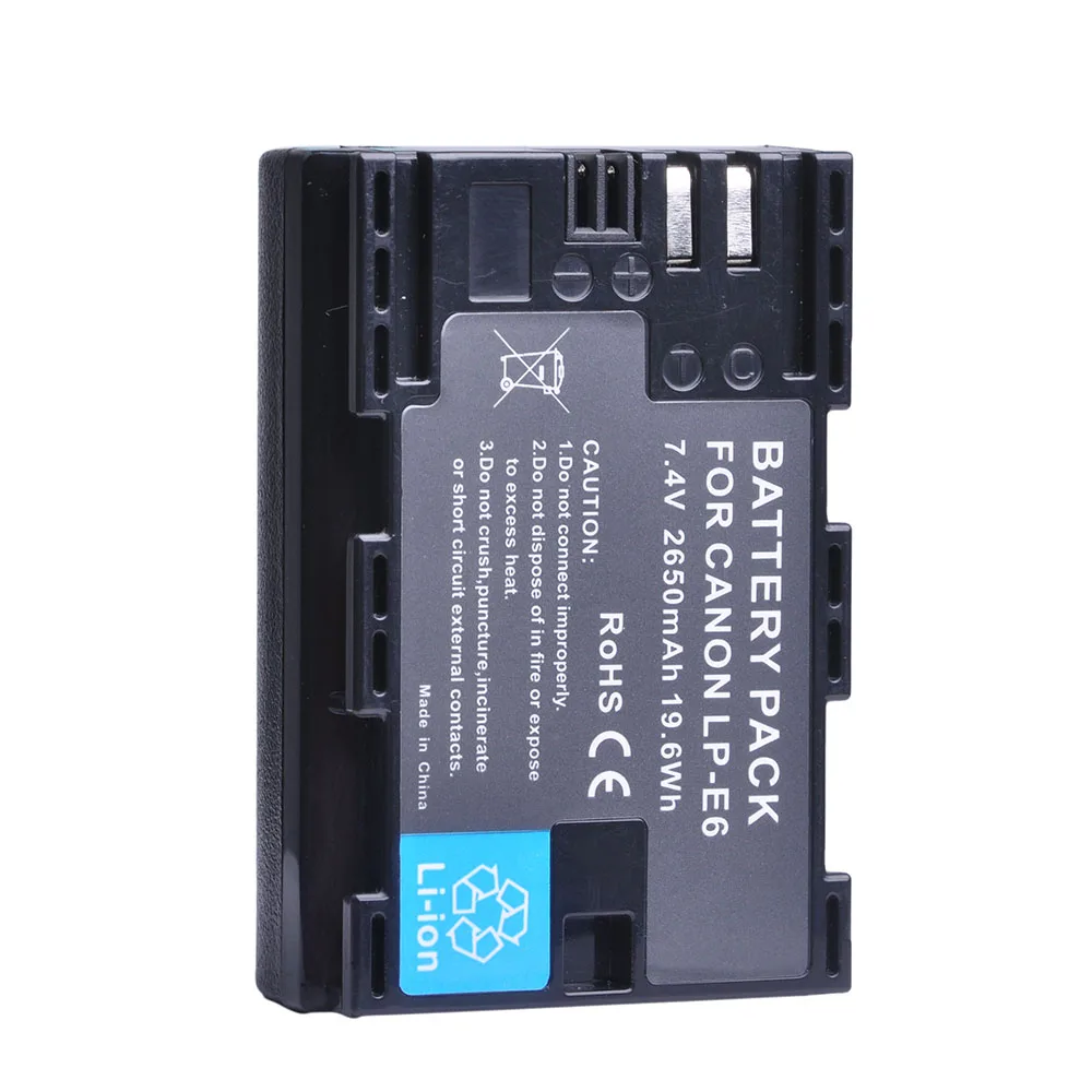 Akumulatory LP-E6 2650mAh LP E6N do Canon EOS R7 90D 5Ds 5 d2 5 d3 5 d4 6D 6 d2 7D 7 d2 XC10 R5C R5 R6 70D 80D 60D 60Da 5DSR XC15 R