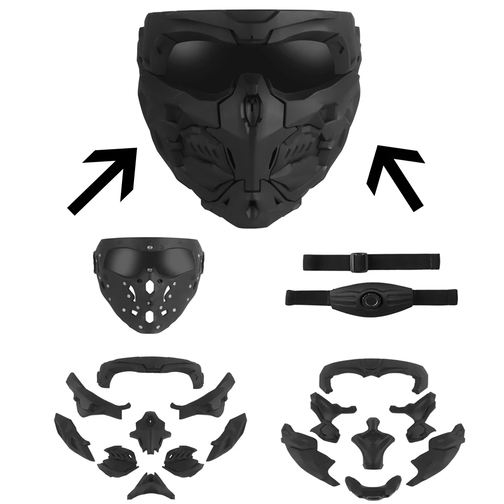 Tactical Doomsday Mech Terminator Style Mask and COSPLAY Carbon Fiber Silver Gray Suit Helmet Accessories