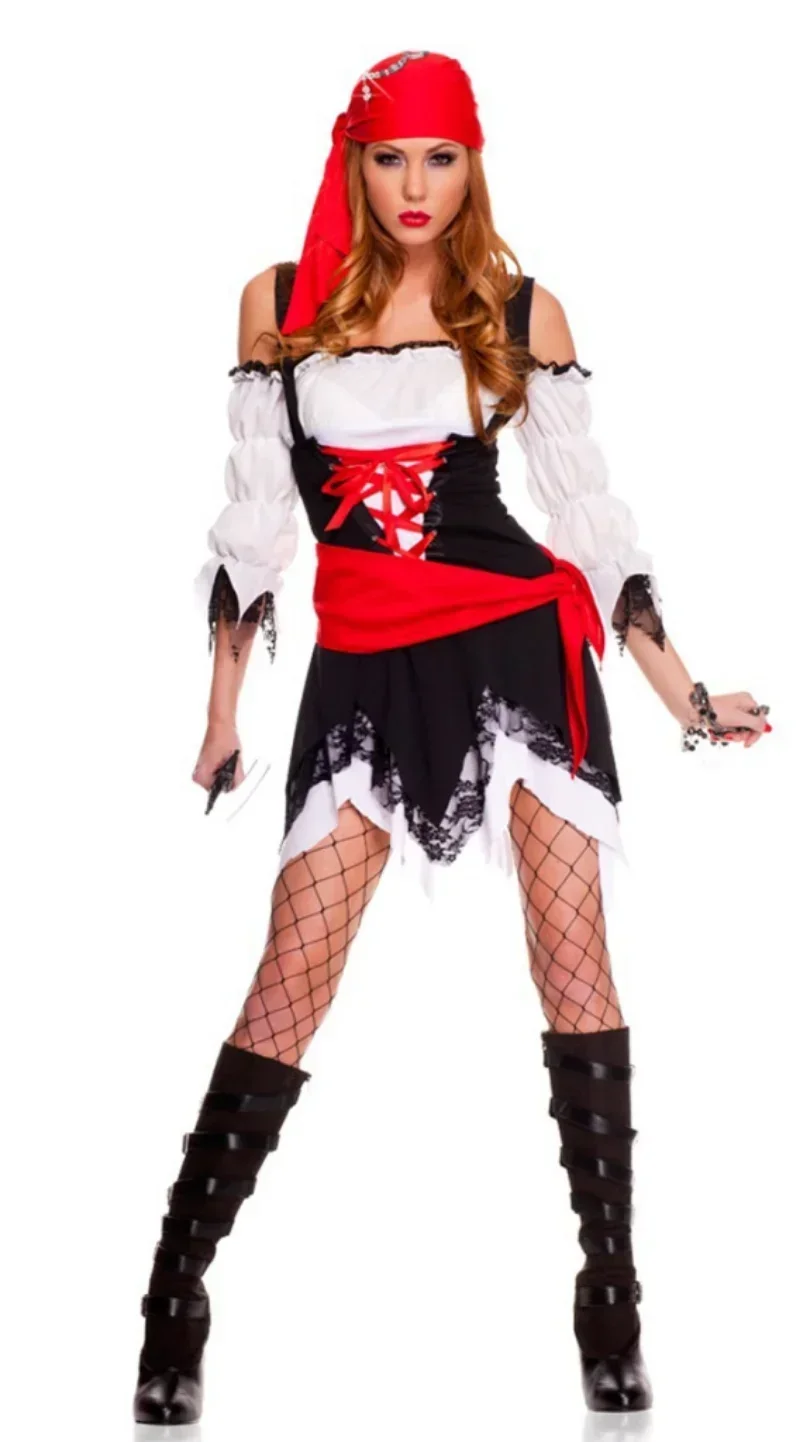 

2025 Halloween Women Sexy Vintage Medieval Pirate Costume Cosplay Dress Party Fancy Dress Clothing for Female Adult
