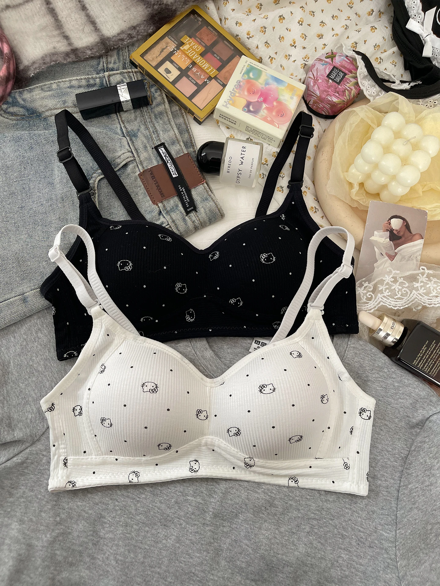 Sweet And Cute Cat Underwear Lolita Girls Gather Comfortable No Steel Hoop Thin Breathable Student High School Bun Bra - view 2