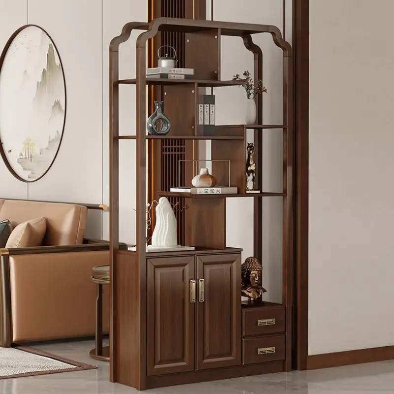 

New Chinese solid wood home partition hall cabinet Living room screen door shoe cabinet Integrated household hall cabinet