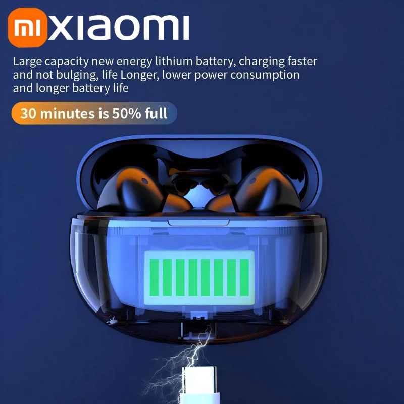 Xiaomi 2024 Original Wireless Bluetooth Earphones TWS Sports Headphones Earbuds Dual HD Mic Headset LED Display Gaming Earphones