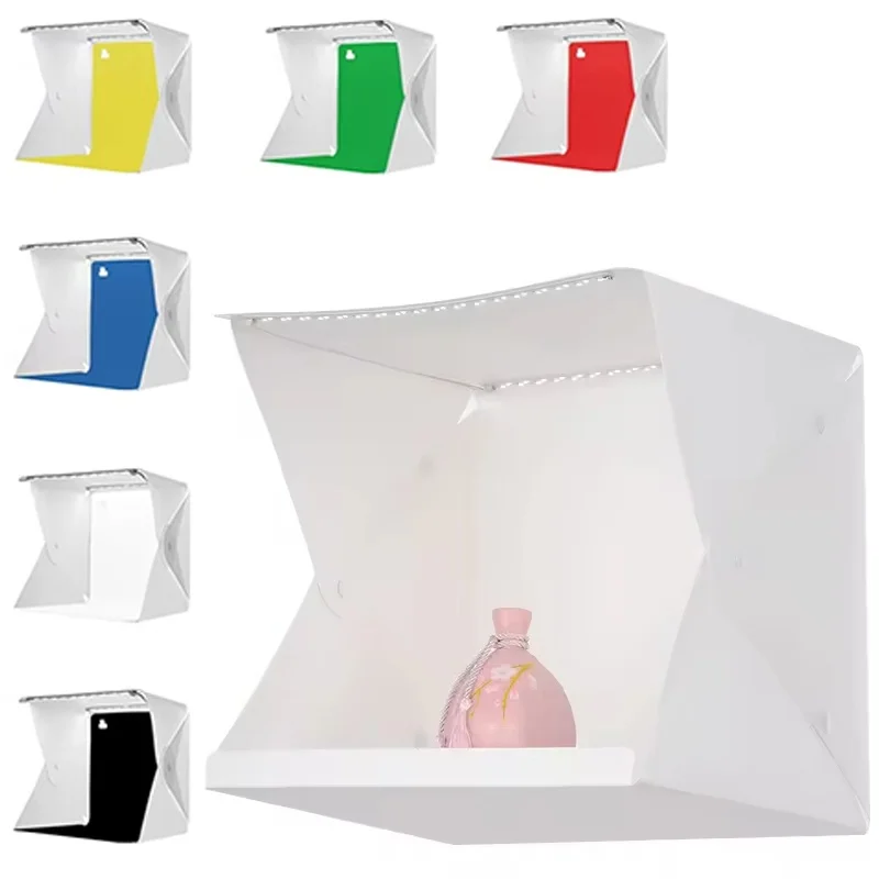 Foldable Portable Photobox Photography LED Light Room Mini Photo Studio Tent Soft Box With 6 Color Backgrounds For DSLR Camera