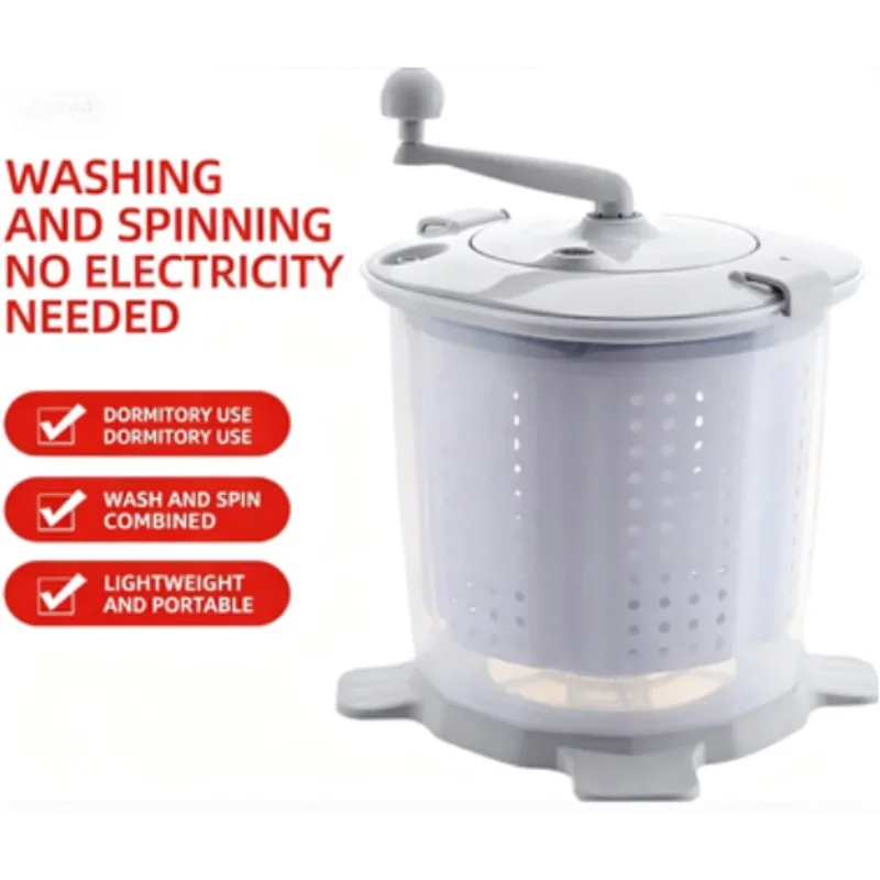 Manual laundry without electricity Student dormitory hand-cranked elution Integrated washing socks Underwear drying bucket