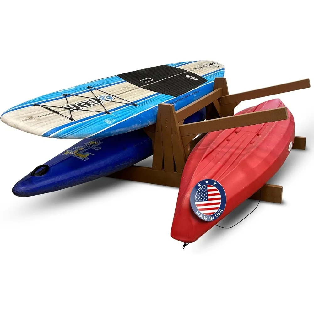 

4-Place Double Sided Poly Kayak Storage Racks, Freestanding Surfboard Racks, Paddle Board for Garage, Outdoor Stand Up Paddle Bo
