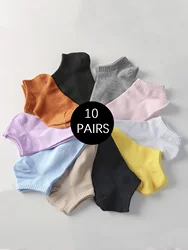 1/10-PAIRS Summer Spring Autumn Season Solid Color Socks short Casual Socks Cute Girl Women's socks