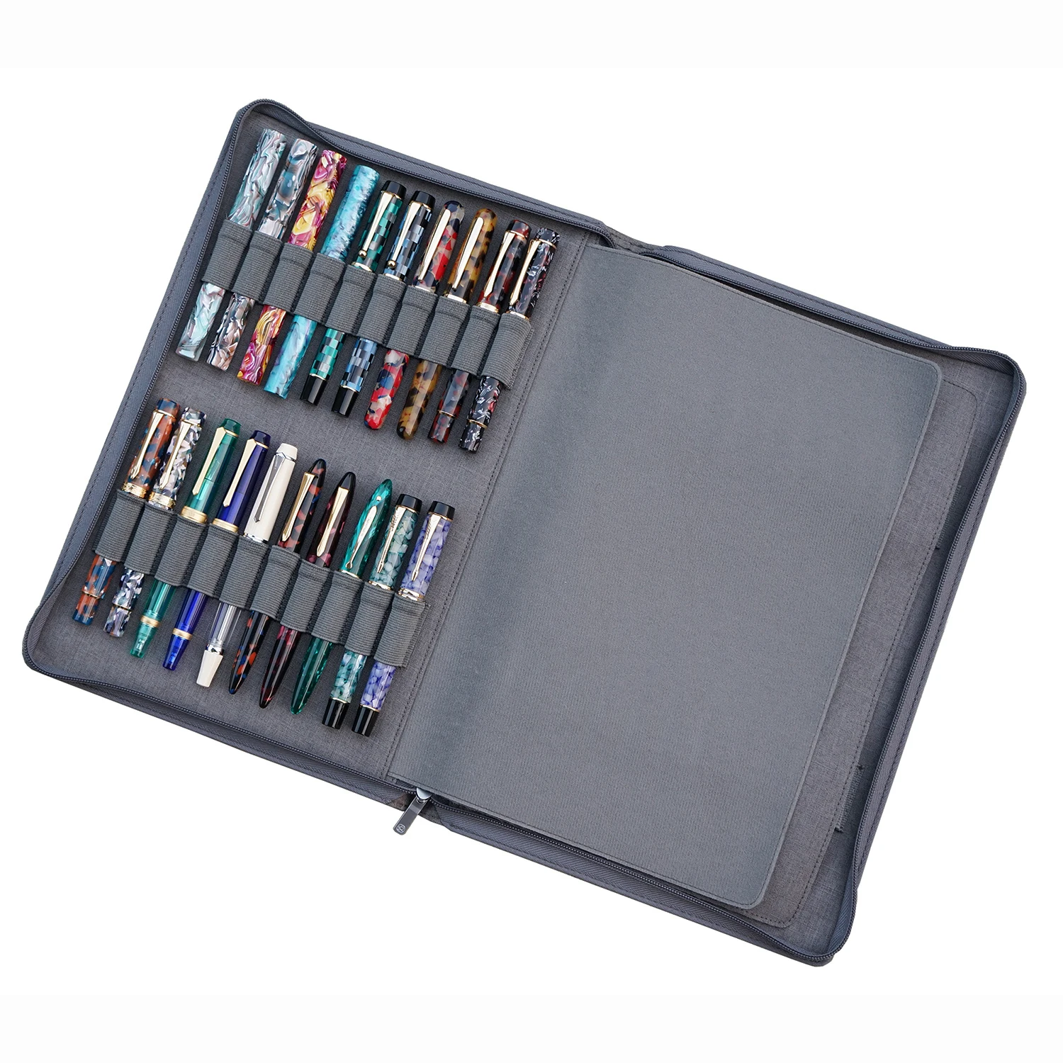 KACO Pen Case Available for 40 Fountain Pen / Rollerball Pen,  Grey Pouch Pencil Bag Case Holder Storage Organizer Waterproof