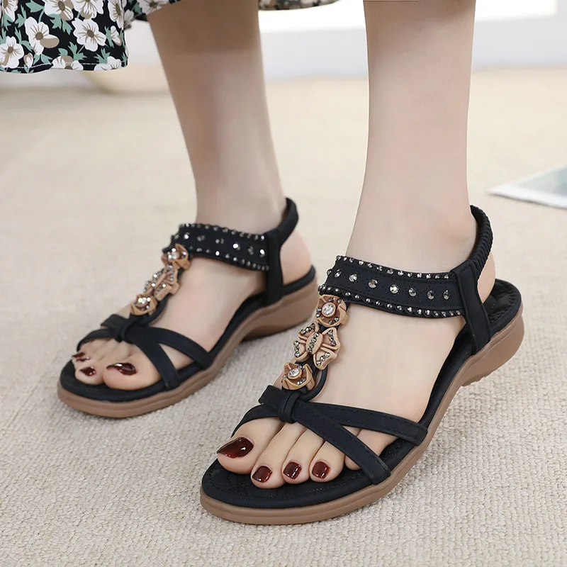 Plus Size 36-42 Shoes for Women Summer 2024 Fashion Sandals Lady Casual Flat Beach Shoes Wedges Bohemia Comfortable Sandals