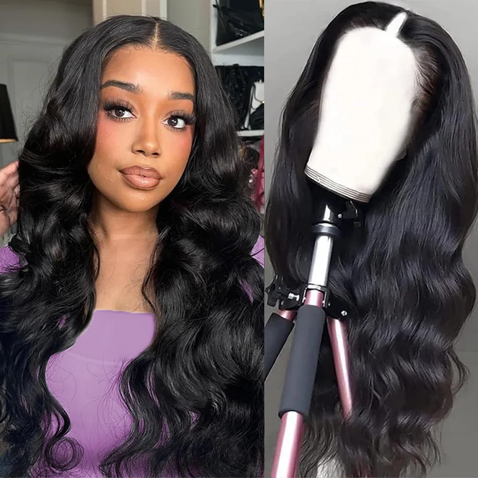 

Парик с V-образной частью, объемная волна, парик из человеческих волос, 100% Wear And Go, бразильский натуральный цвет, плотность 230, машинное производство, парик V-образной формы для чернокожих женщин