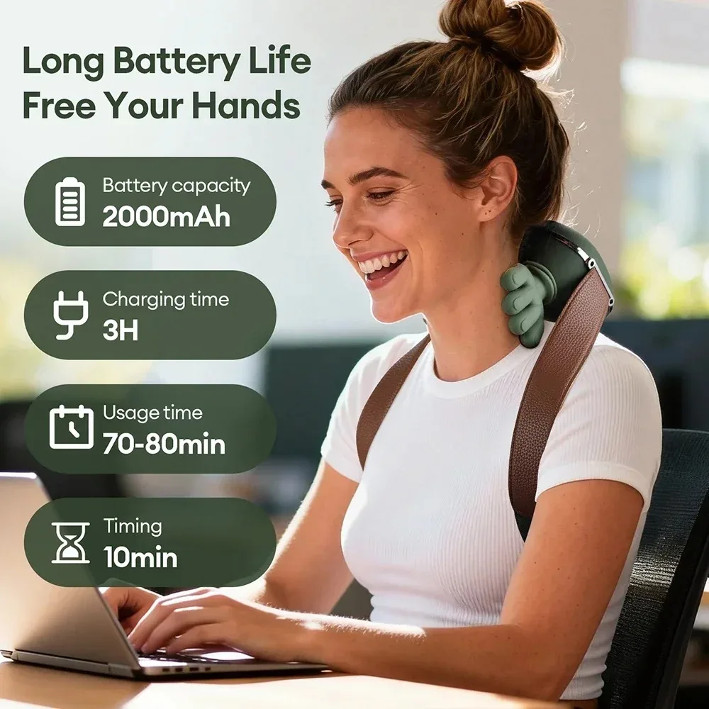 Bionic Neck & Back Massager, 2‑Level Heated Shiatsu 4D Deep Tissue Kneading Massager, Human‑Like Hand‑Kneading for Muscle Relax Home Office Use gallery 4