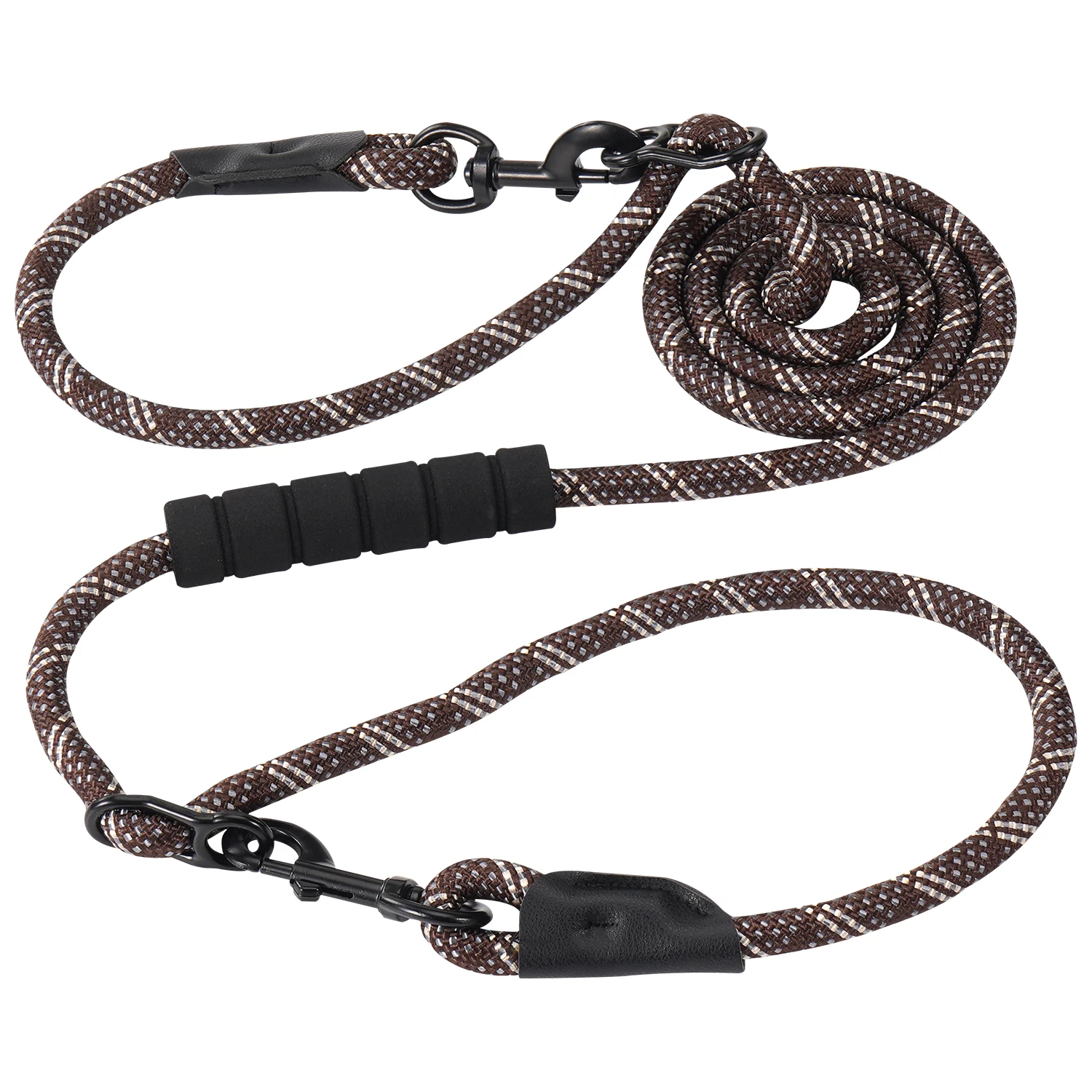 Vielseitige, robuste Hundeleine mit gepolstertem Griff, einfach in Doppelleinen umgewandelt, 7,5 Fuß, freihändig, Cross-Body- oder Taillenleine – Detail 10