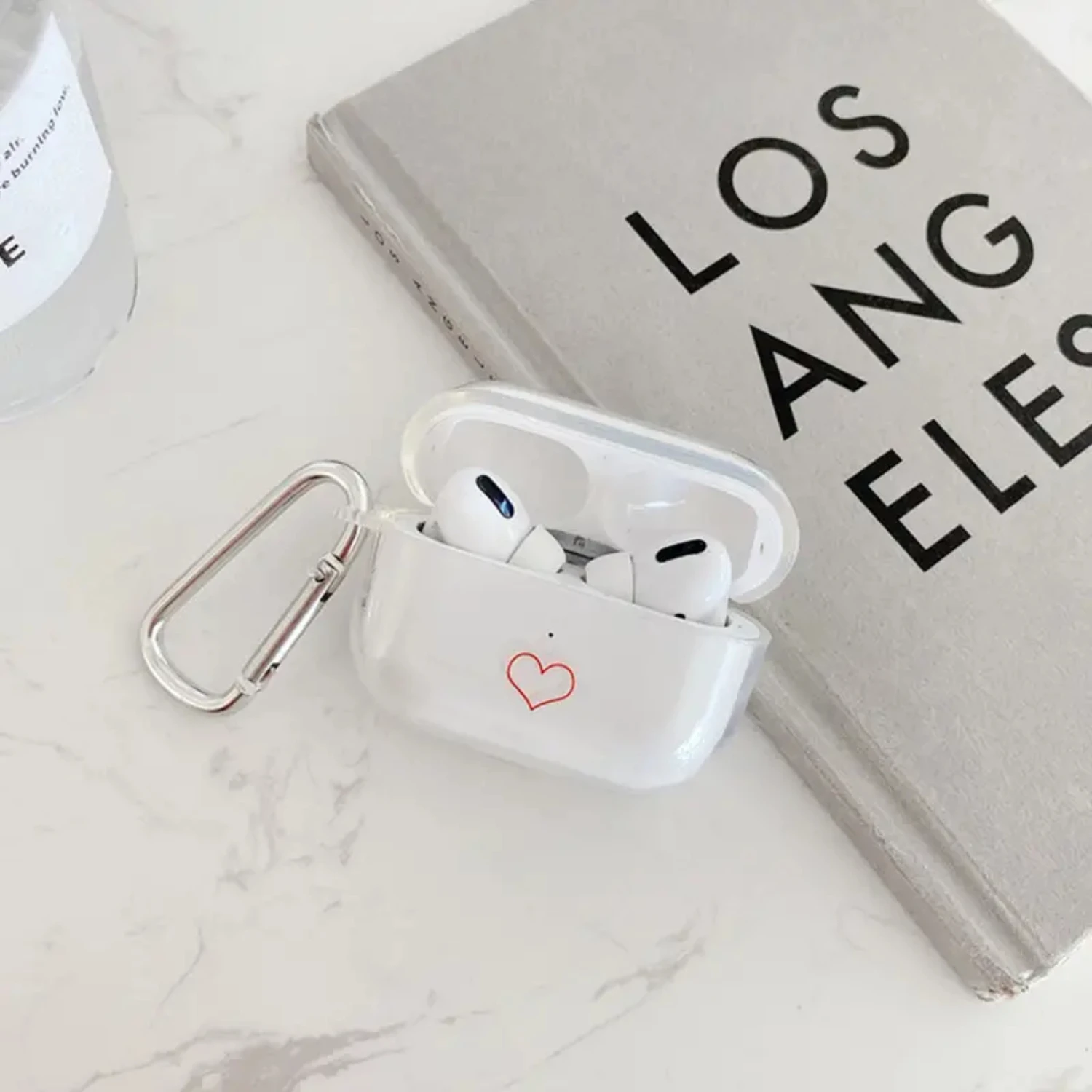 Transparent Red Love Earphone Case For AirPods 1/2/Pro/3