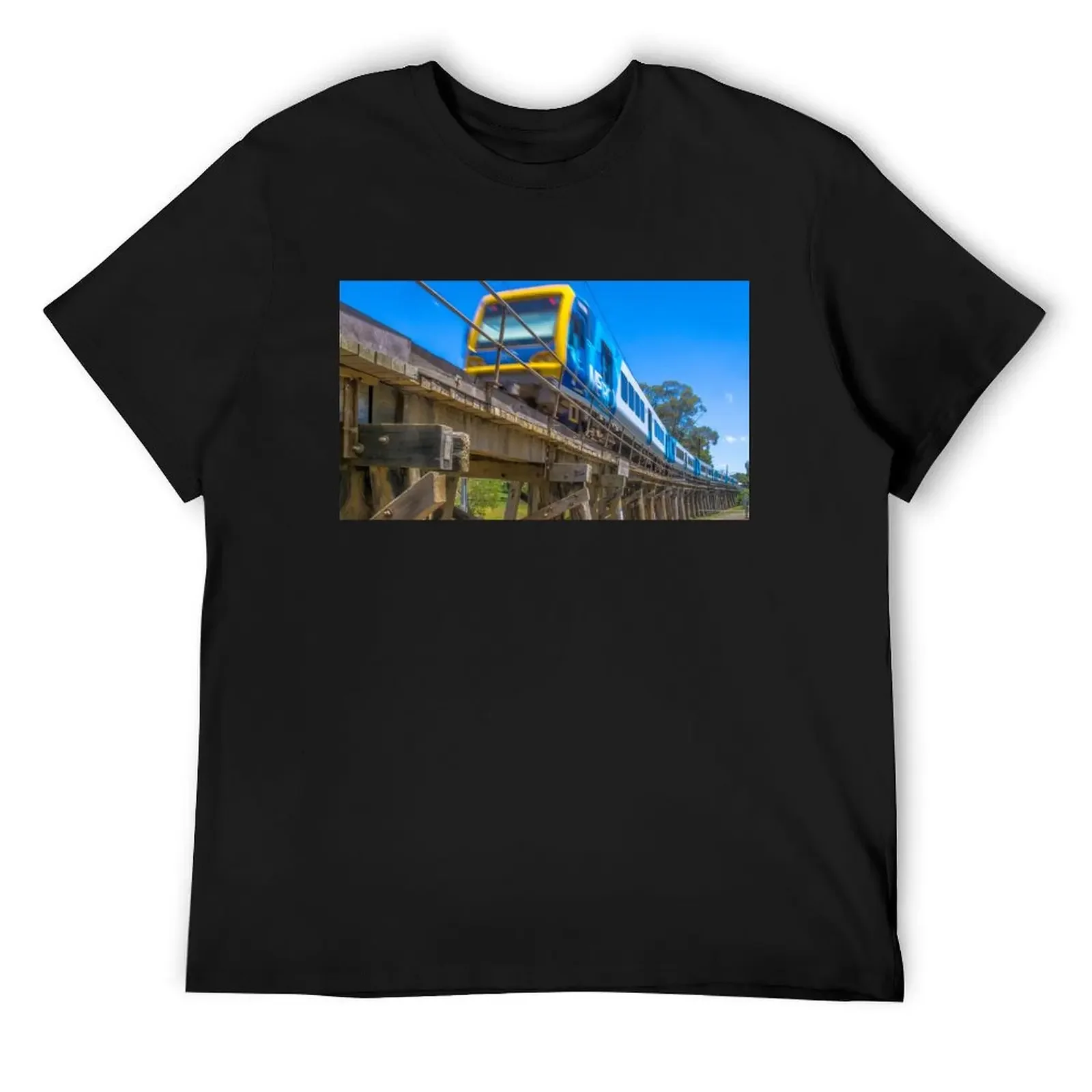 

Melbourne Metro Train on Trestle Bridge - Eltham, Victoria T-Shirt sports fans basketball graphic tees men clothing