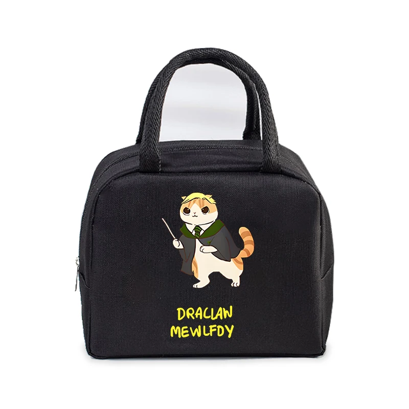 Funny Potter Cat Lunch Bag Student Office Women Men Bento Pouch Cartoon Animal Kitten Insulation Portable Picnic Food Lunch Bags