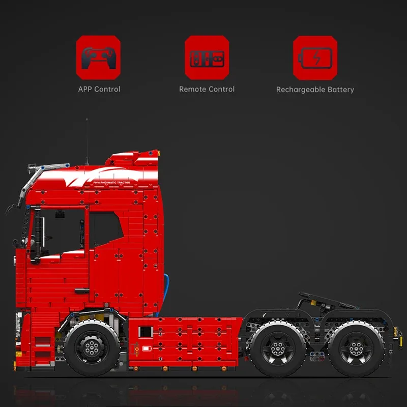 Mold King 19015 Technische Vrachtwagen Speelgoed De Afstandsbediening FH16 Pneumatische Tractor Bouwsteen Assemblage Auto Baksteen Set Kids Gift