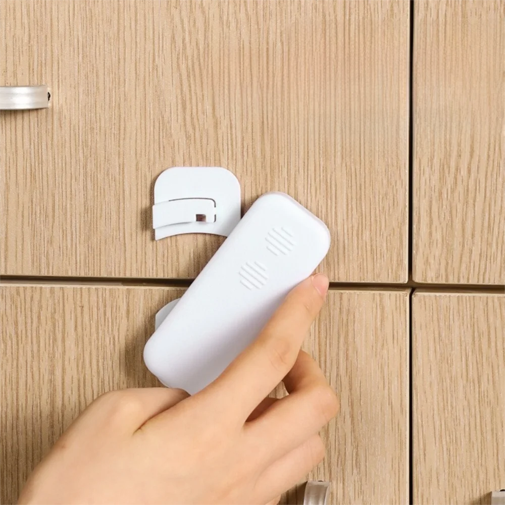 Durable Plastic Refrigerator Lock Adhesive Security Protection Cabinet Door Lock Anti-Opening Door Latch Protection