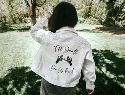White Till Death Do Us Part Jacket | Gift for Bride | Custom Bride Jacket | Jacket for Bride | White Wedding Jacket | Bride Gift