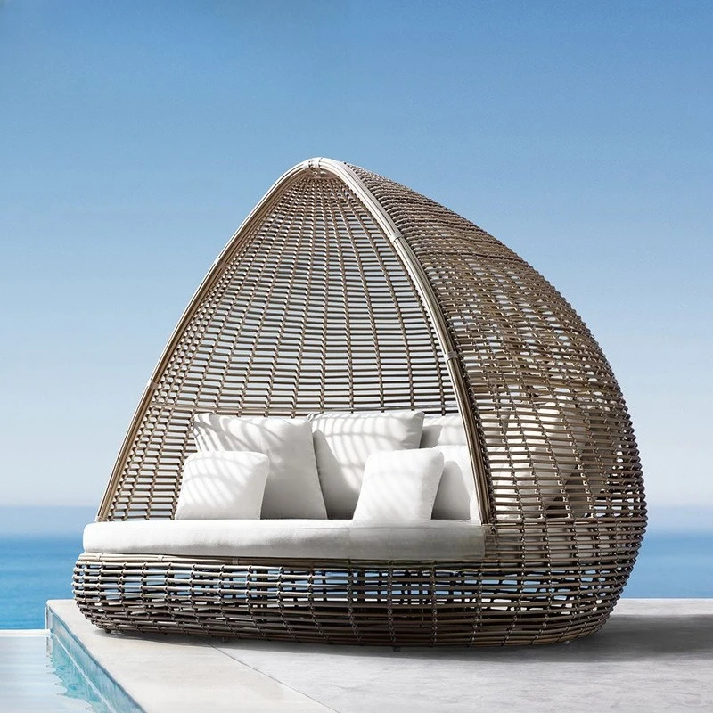 

Outdoor bed balcony leisure rattan chair outdoor courtyard deck chair villa scenic swimming pool bed rattan beach chair