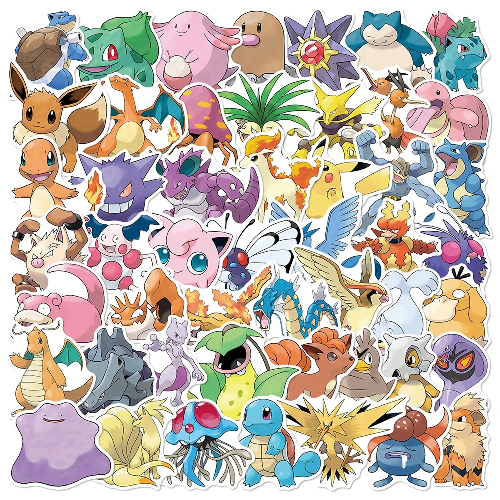 10/30/60pcs Kawaii Pokemon Graffiti Stickers Aesthetic Waterproof DIY Luggage Water Bottle Phone Case Cute Graffiti Sticker Pack