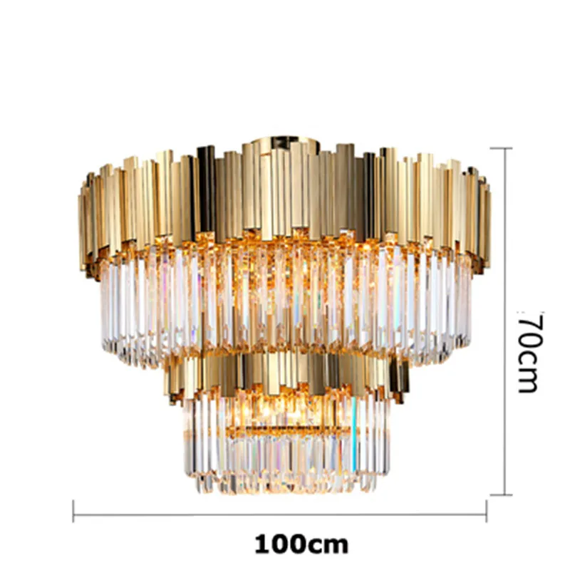 

E14 LED Postmodern Silver Golden Stainless Steel Crystal LED Chandelier Lighting Lustre Suspension Luminaire Lampen For Foyer