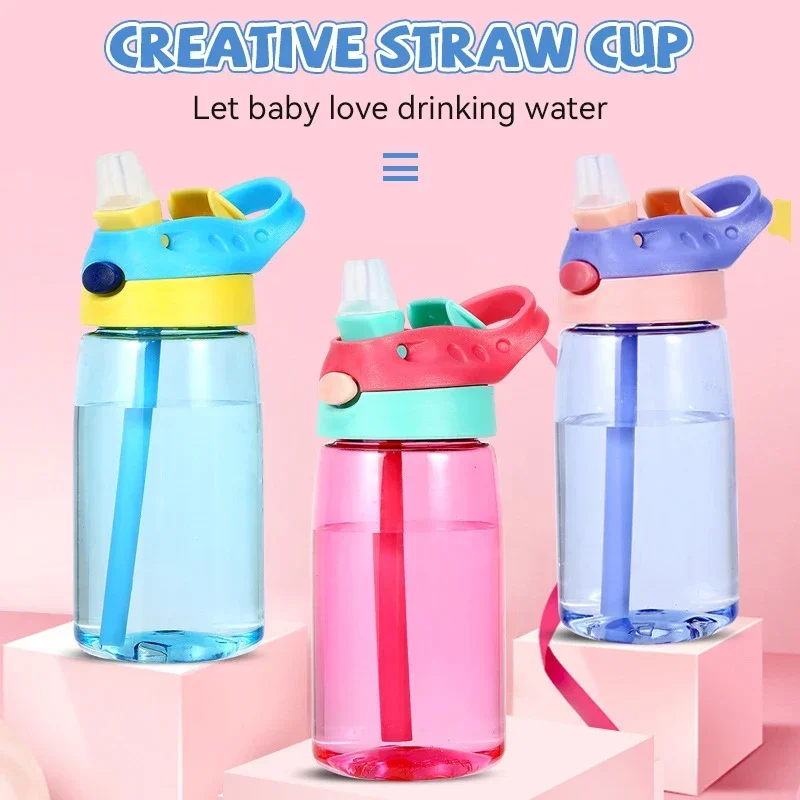 1pc New Duckbill Mug Plastic Cups Simple and Portable Children's Straw Cups Fashion Hand-held Water Cups Cute Water Bottle