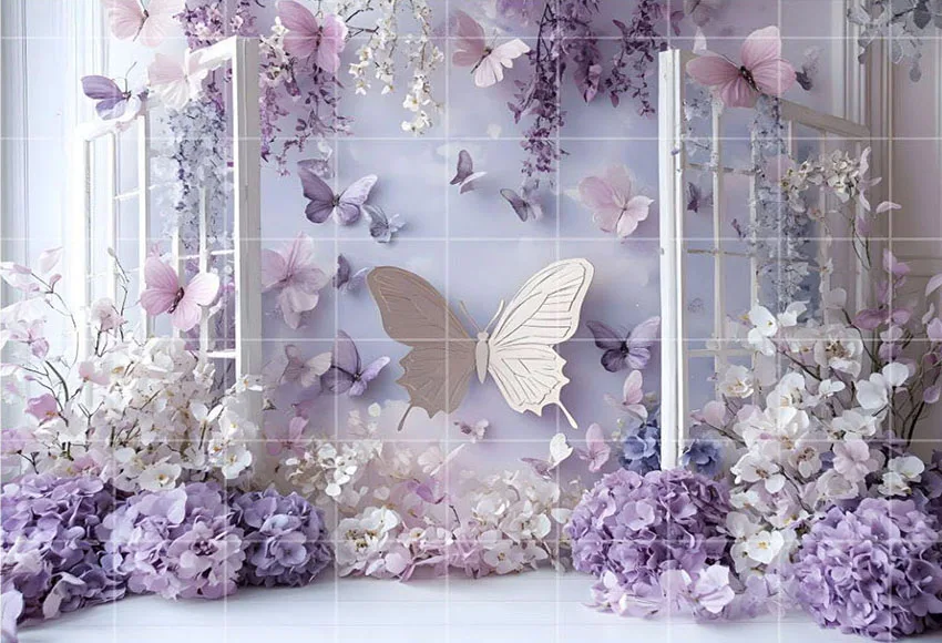 Mehofond التصوير خلفية حديقة الوستارية الزهور فراشة الاطفال عيد ميلاد الأمومة صورة ديكور خلفية استوديو الصور