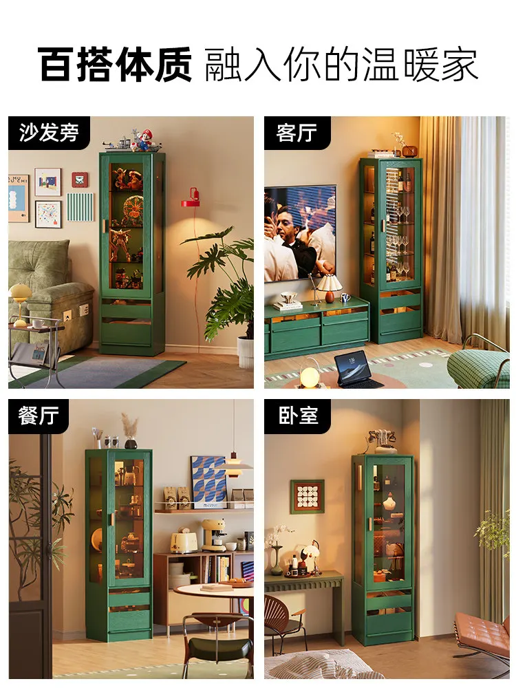 Solid wood figure storage cabinet Blind box display rack Household living room Transparent toy shelf Floor-to-ceiling dust-proof