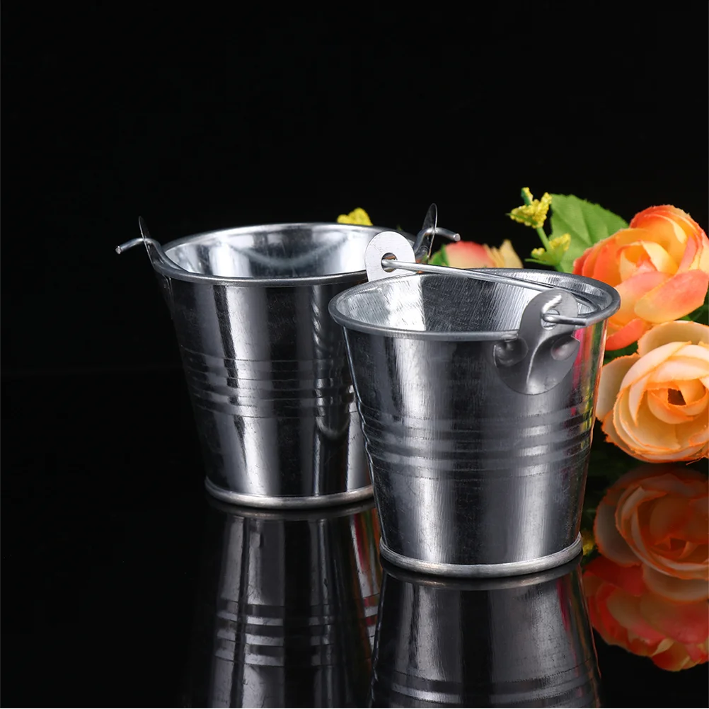 4/12Pcs Small Iron Bucket Planter Pot Pot Cache Pots Garden and Mini Hamper with Handle Drum Wedding Metal Cube