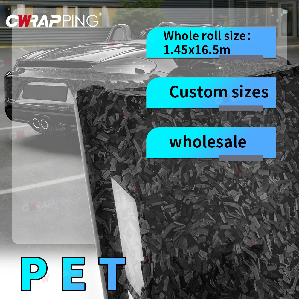 

145cmx300cm Car Stickers Black Automotive Vinyl for Motorcycle Glossy Waterproof Large Car Sticker Roof Cover PET Forged Carbon