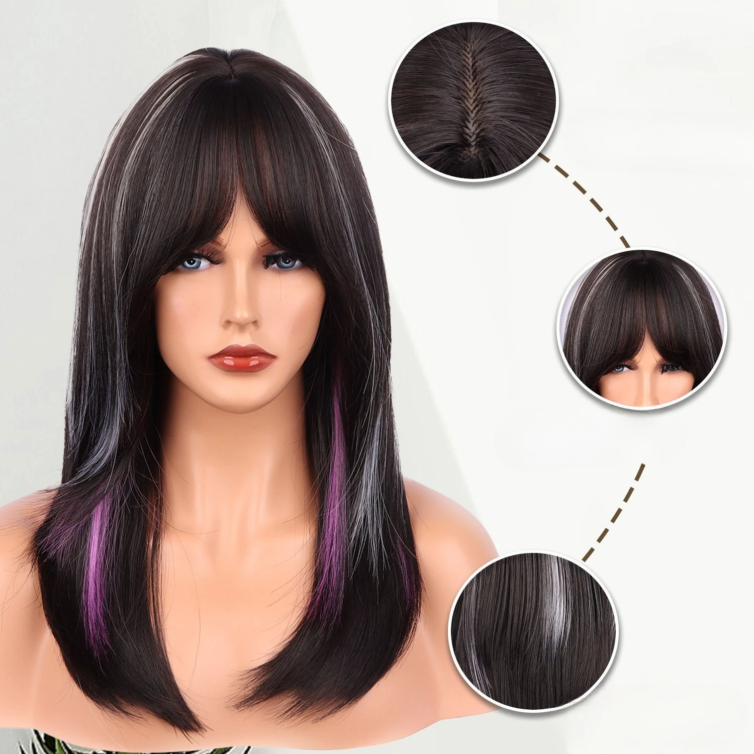 

Wig full head cover, highlight dyed chemical fiber hair cover, European and American wig women, full head cover chemical fiber m