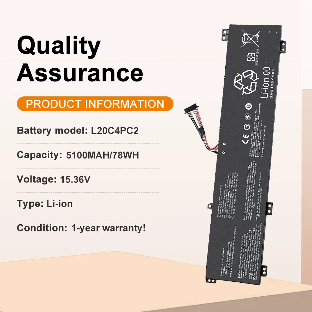 L20C4PC1 L20M4PC1 Laptop Battery For Lenovo Legion 5 15ACH6 15ITH6H Pro-16ACH6H Legion 7 16ITHG6 16ACHG6 L20D4PC1 5100mAh 15.36V
