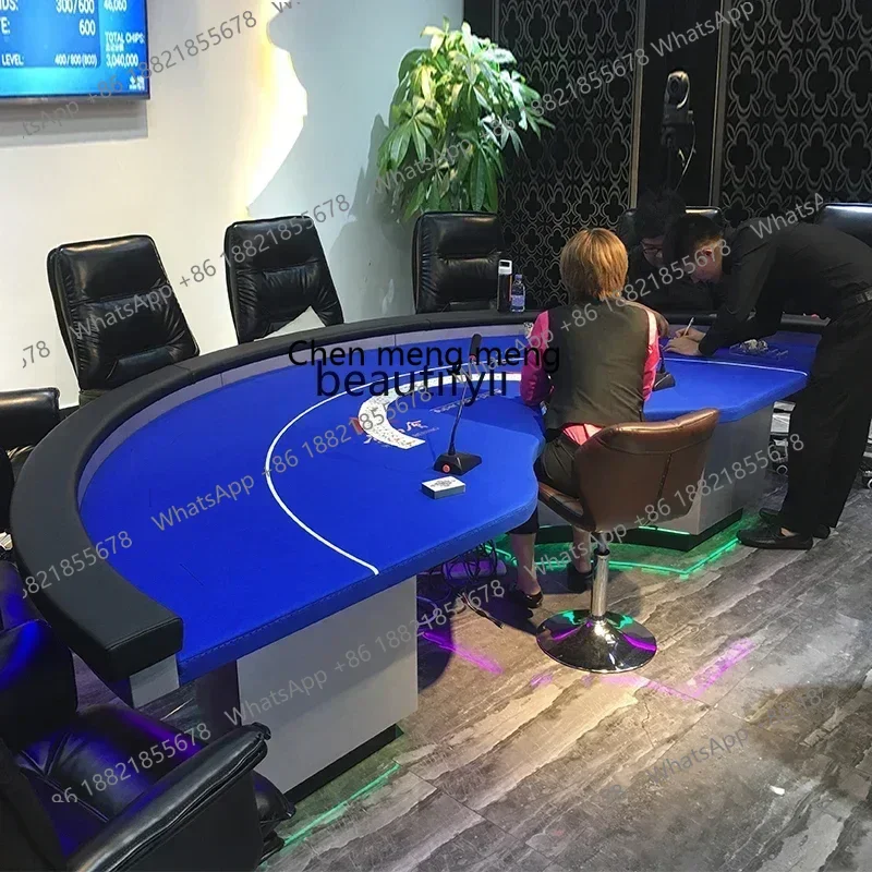 

cn8617 ss New style NQ Texas Poker Table with Remote Control Atmosphere LED Light Color Changeable Chip Table with USB Interface