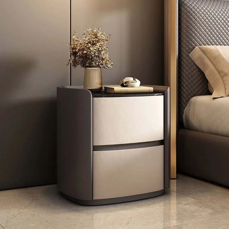 

Italian minimalist oval minimalist light luxury bedroom high-end wabi-sabi bedside cabinet