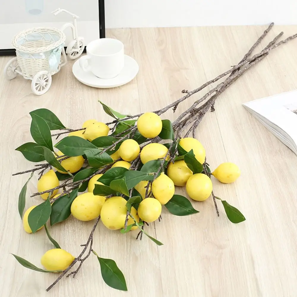 

6 Head Artificial Lemon Branches Realistic Real Touch Artificial Orange Fruit Handmade Fake Plants Holiday Decor