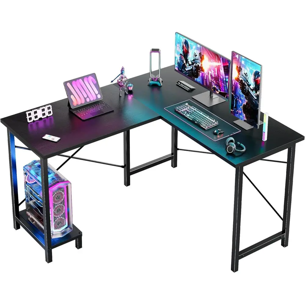 

L Shaped Desk, Computer Gaming Desks Oice Table with CPhel or Home Study Writing Work Station 50 Inch, Black
