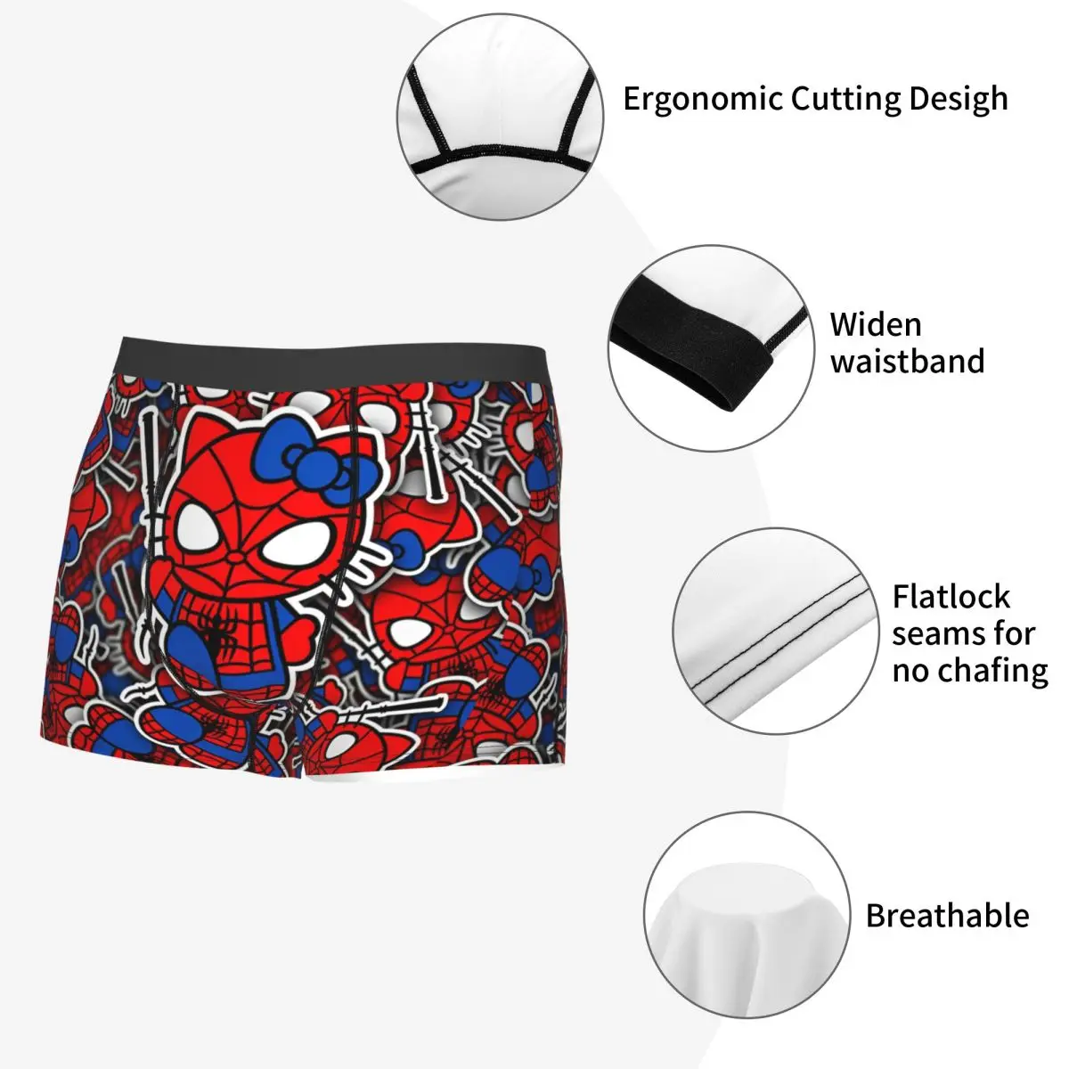 Hombre Hello Kitty SP Collage ropa interior moda Boxer calzoncillos pantalones cortos bragas Homme calzoncillos suaves S-XXL