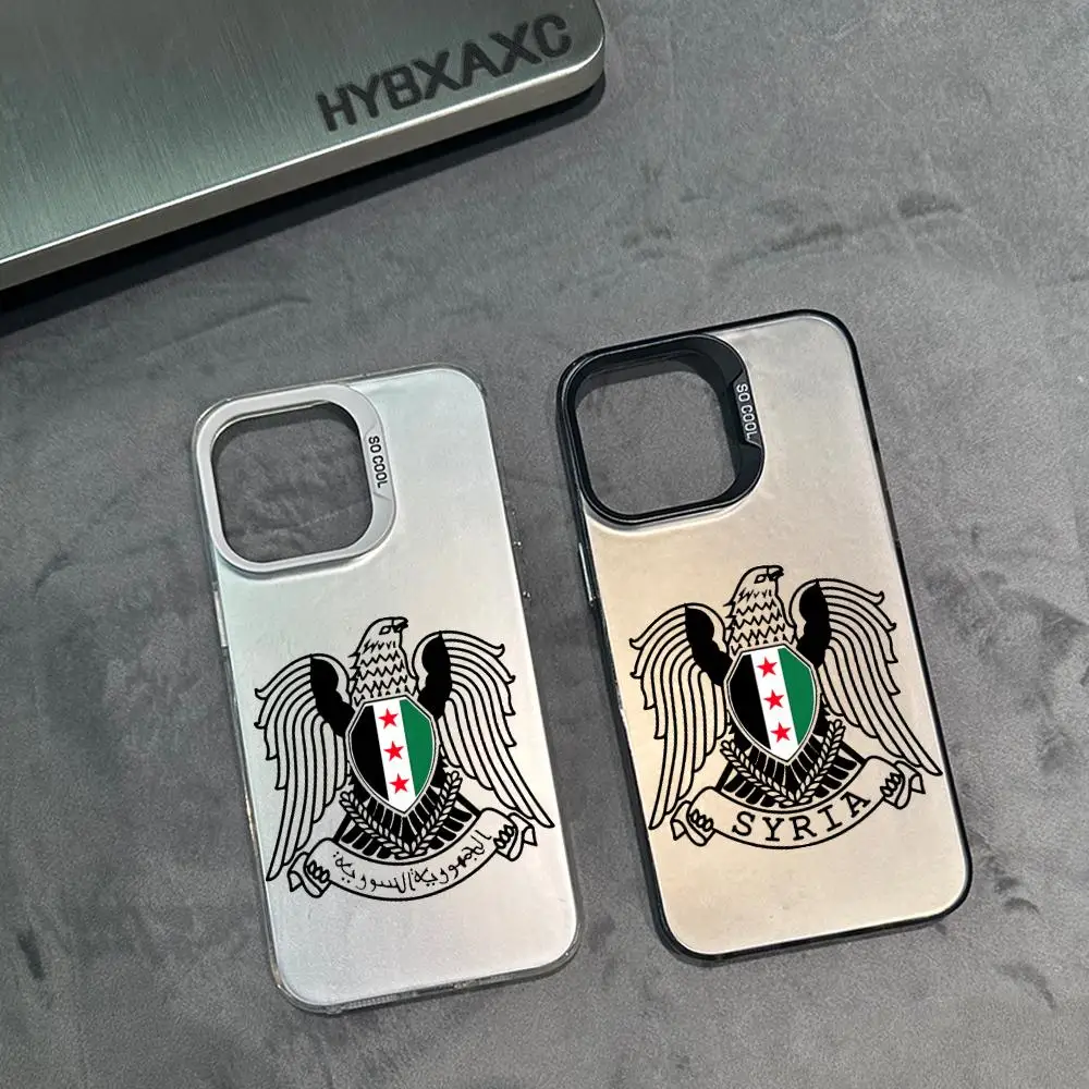 Syria Phone Case IMD FOR IPhone16 15 14 13 Pro Plus ProMAX Suitable Samsung Galaxy S24 23 22 ultra Silver Cover