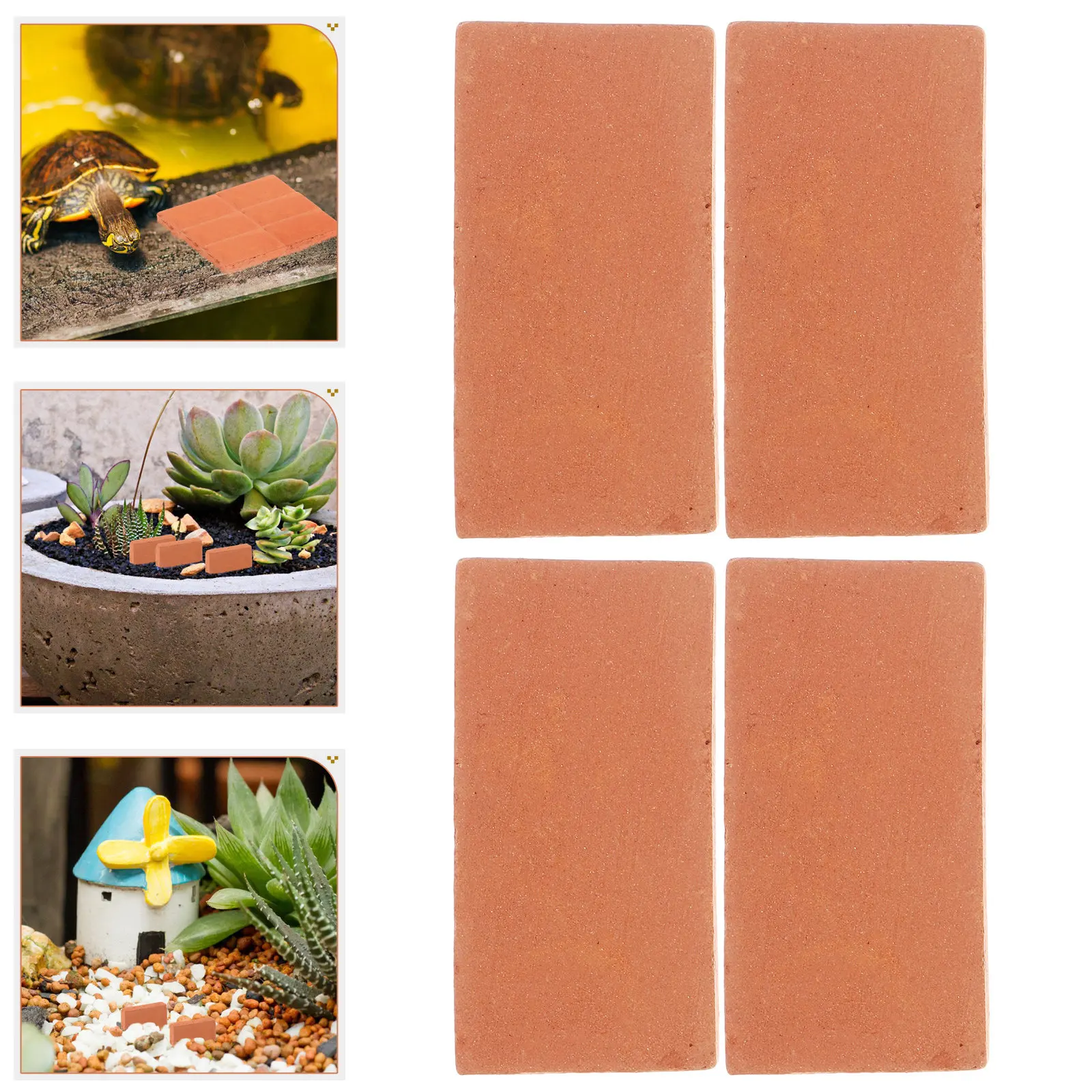 40Pcs Brick Landscaping Decoration Miniature Bricks Tiny Brick Red DIY Build Kit for Terrarium Aquarium Garden Accessories