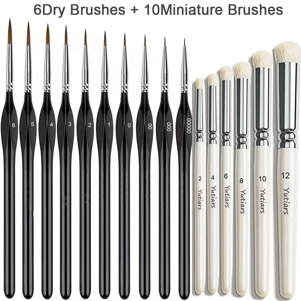 Kit de pinceaux à peinture miniatures professionnels, 16 pièces, pinceaux Micro détaillés pour modèle Citadel Vallejo, Figurines fantaisie, aquarelle acrylique