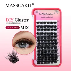 MASSCAKU New DIY Clusters Eyelashes Dovetail Individual Premade 72 Volume Natural Segmented Eyelash Bundles Makeup Supplies