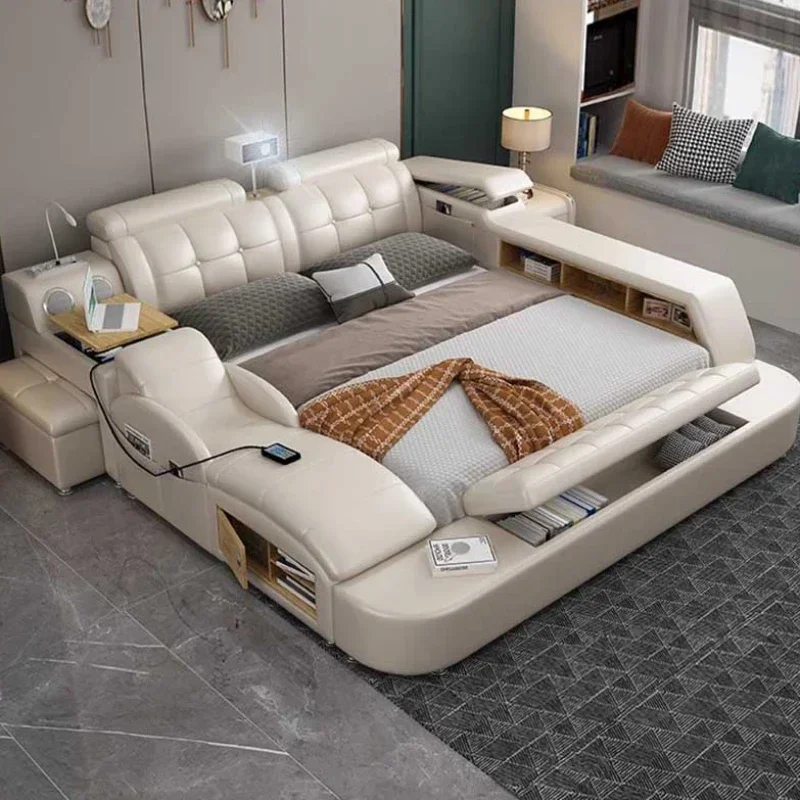 

Storage High End Double Bed Aesthetic Designer Luxury Platform Twin Bed Frame King Size Modern Letto Matrimoniale Furnitures