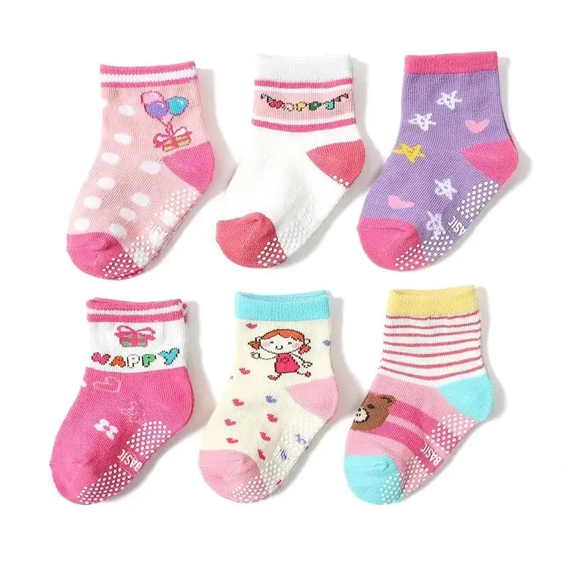 12pairs/Lot 1-5Years Non-slip Baby Girls Socks Infant Toddler's Anti-slip Socks