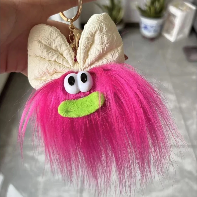 Neue Heiße Verkauf Nette Bogen Puppe Schlüsselbund Cartoon Lustige Plüsch Rucksack Anhänger Lustige Hässliche Nette Große Mund Roman Trendy Puppe Hängen