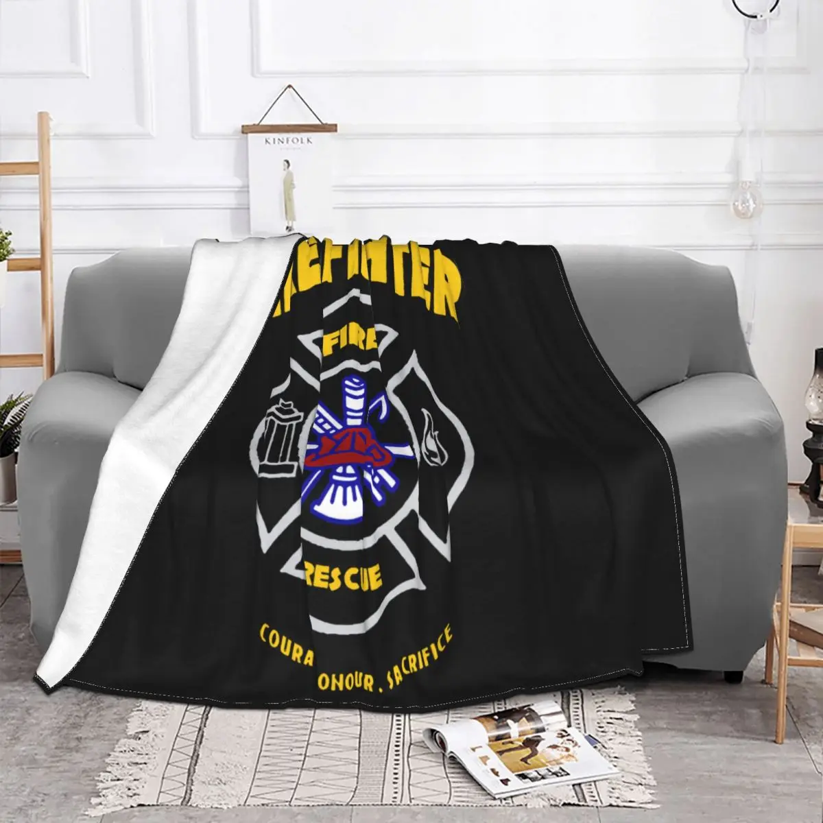 Firefighter Pride Limtied Fire Fighter Rescue Baseball Cotton Contracted Baseball H Throw Blanket