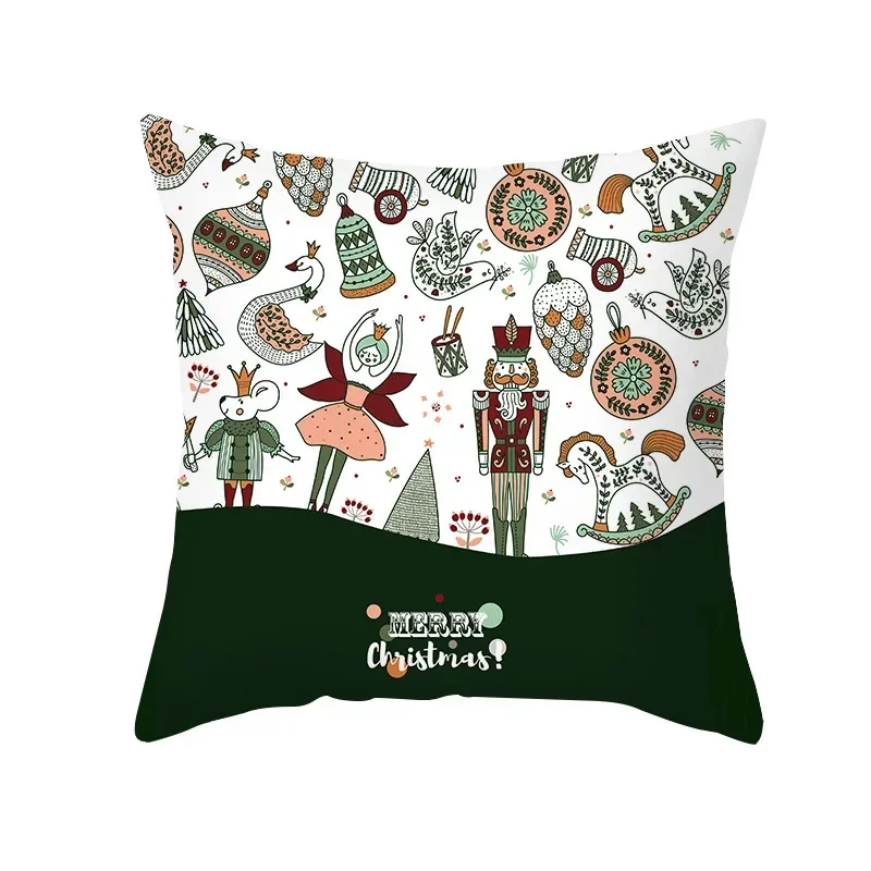 Christmas Pillowcase  Tree Fairy Tale Nutcracker   New Year Sofa Car Cushion Cover Customizable